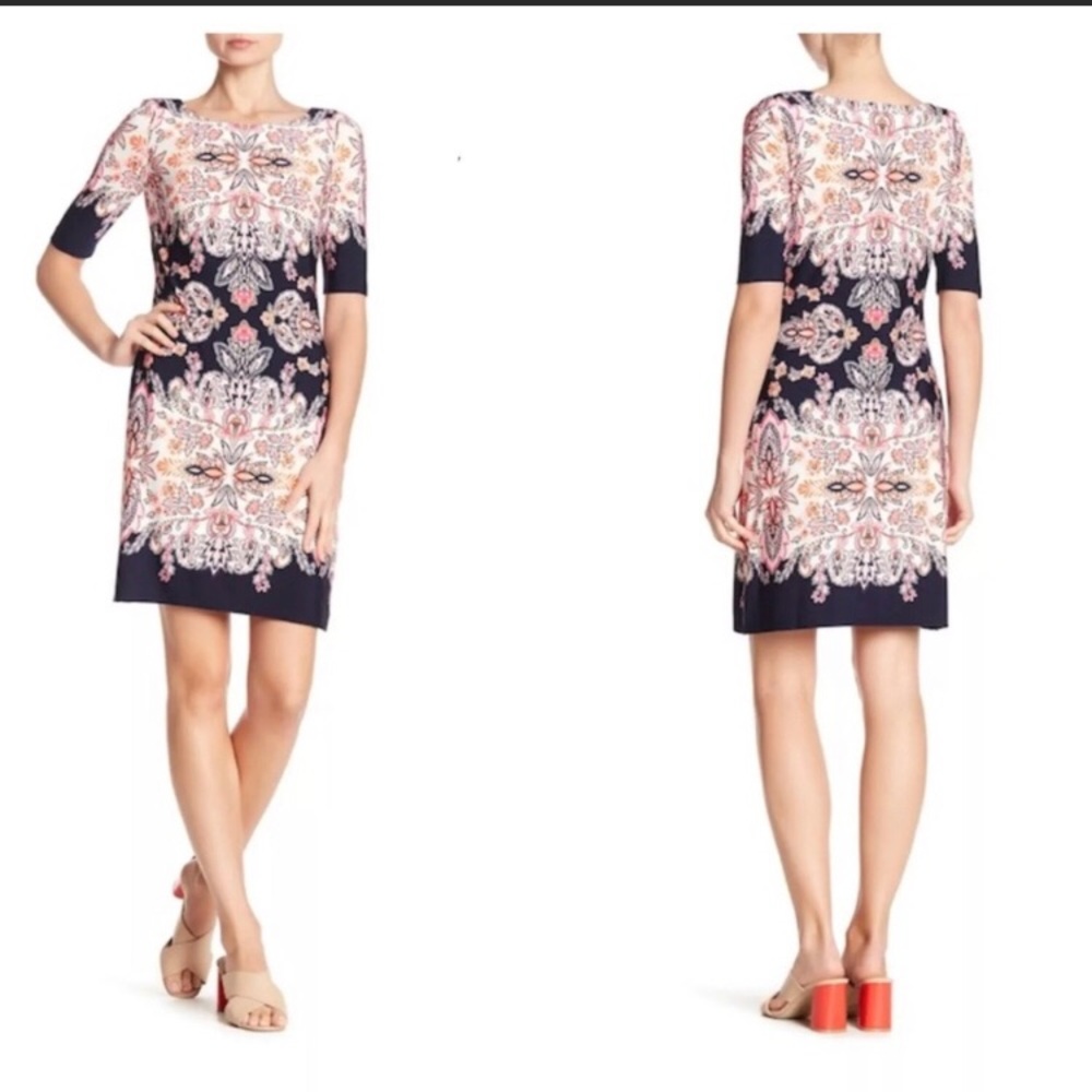 Eliza J gorgeous floral shift dress, midi, EUC